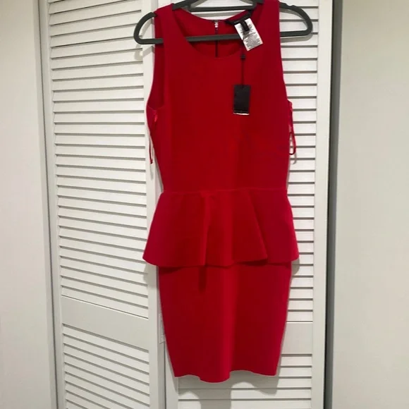 bcbg red peplum dress Bcbgmaxazria Dresses | Bcbg Francis Red Peplum Bodycon Dress Nwt | Color: Red | Size: S